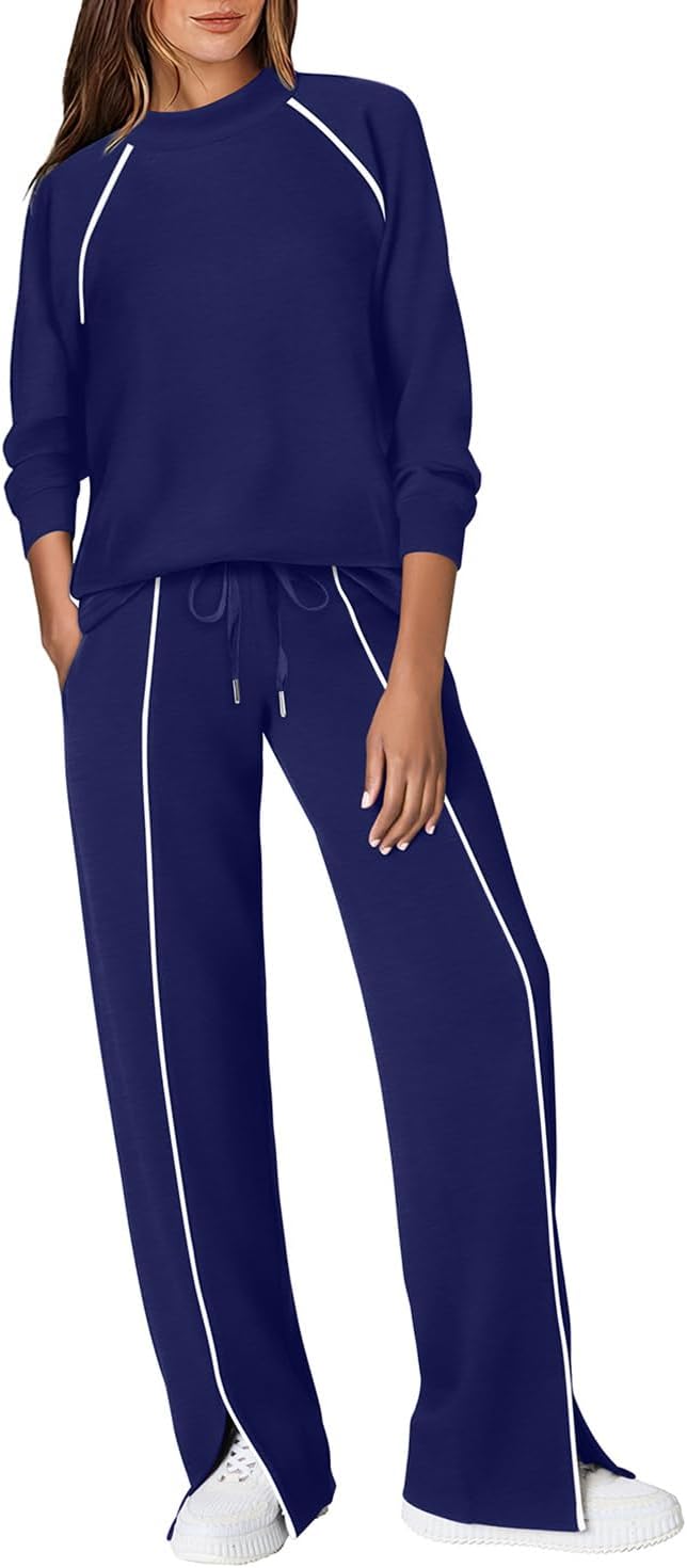 2 Piece Sets for Women Airport Travel Outfits Track Suits Sweat Sets Mock Neck Lounge Sets Fall Fashion Clothes
