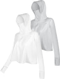 2 Pcs Women's Sun Protection Jacket Hoodie with Mask UPF 50+ Lightweight Full Zip Long Sleeve UV Shirt for Outdoor