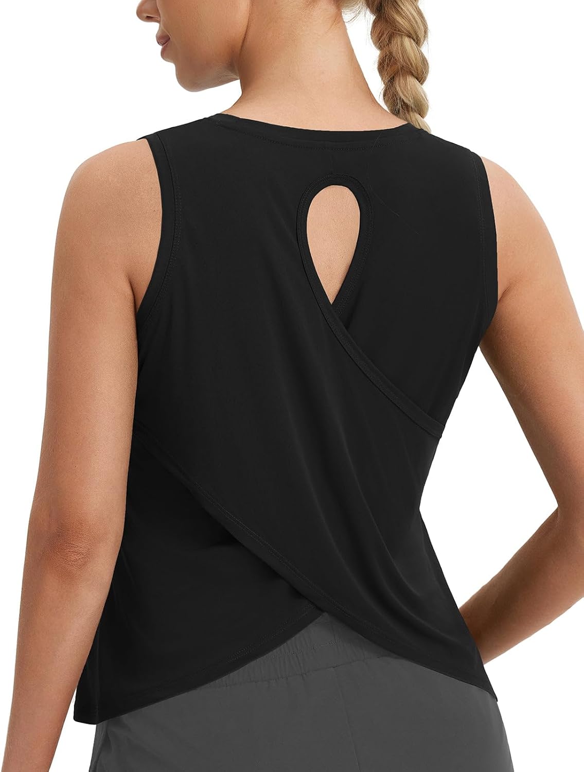 Women's Workout Tops Athletic Tank Tops Loose Fit Sleeveless Open Back Running Shirts UPF50+ Gym Exercise Yoga
