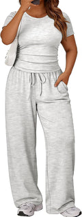 Plus Size Women’s Casual Two-Piece Set – Comfortable Loose-Fit Top and Matching Pants