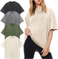 4 Pack Women's Oversized T-Shirts Acid Wash Boyfriend Cotton Tee Shirt Loose Fit Vintage Unisex Streetwear Tops