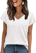 Short Sleeve Sweater for Women V Neck Trendy Summer Tops  Beach Vacation Clothes Travel Business Casual Outfits