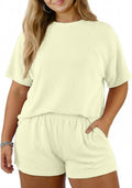 Plus Size Two Piece Sets for Women Short Sleeve Shirts High Waisted Shorts Pajamas Lounge Matching Set