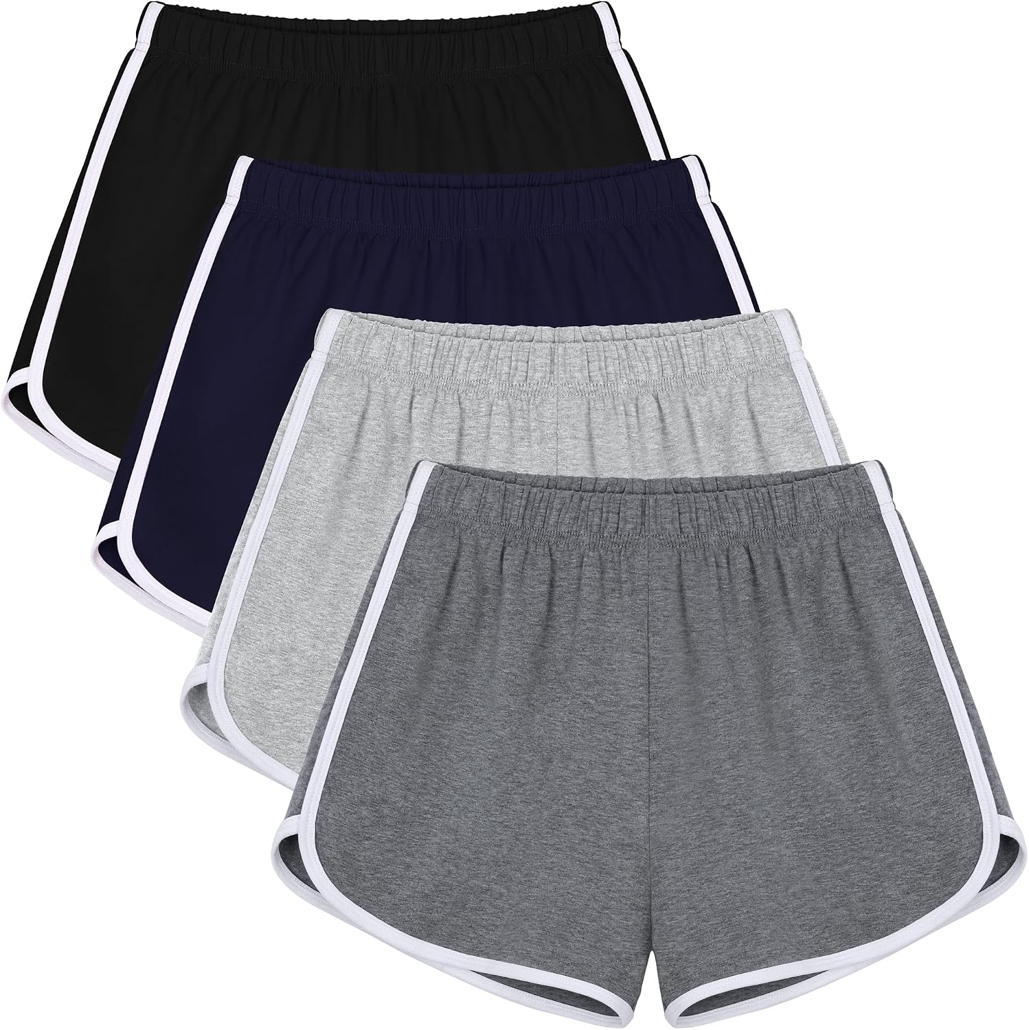 4 Pack Women's Cotton Dance Yoga Sports Short Summer Running Athletic Pant Waistband Loose Shorts for Women