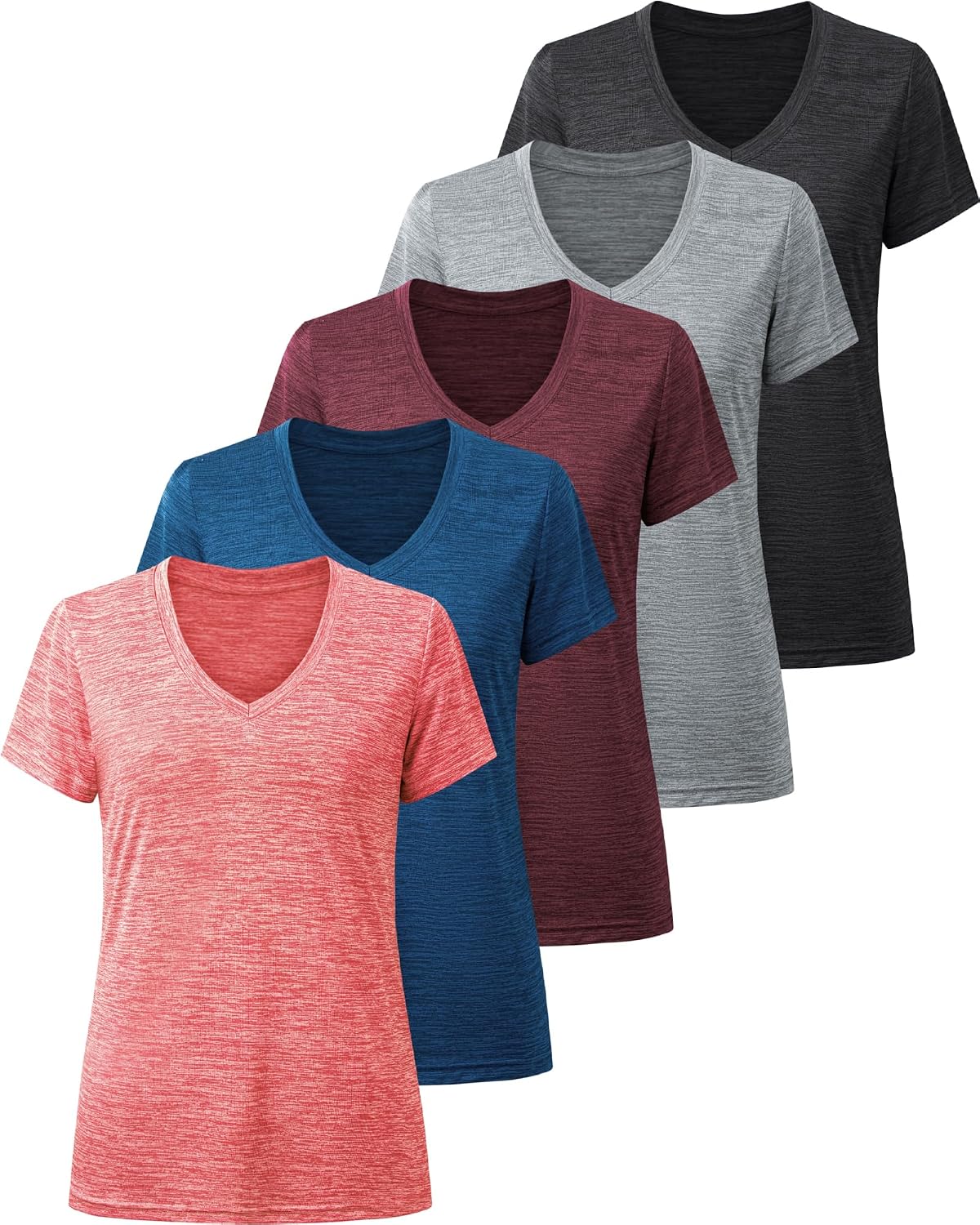 Workout Shirts for Women, Moisture Wicking Quick Dry Active Athletic Women's Gym Performance T Shirts