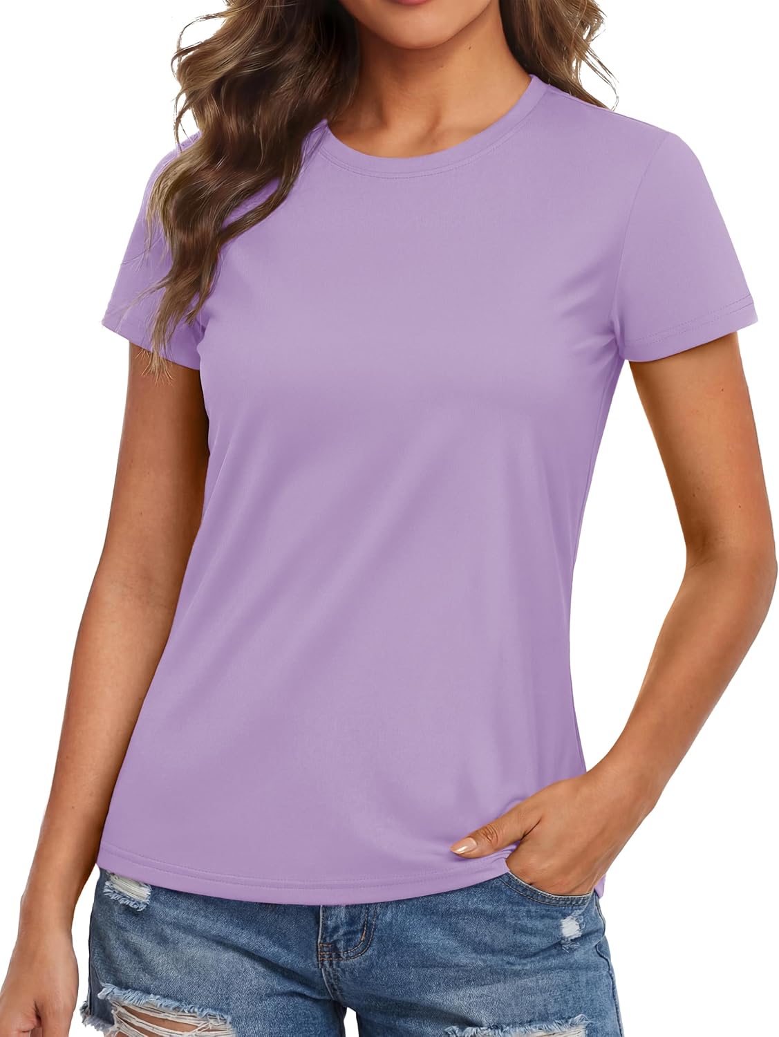 Women's Workout Tops Short Sleeve Shirts UPF 50+ Quick Dry Athletic Sun Protection Rash Guard for Women